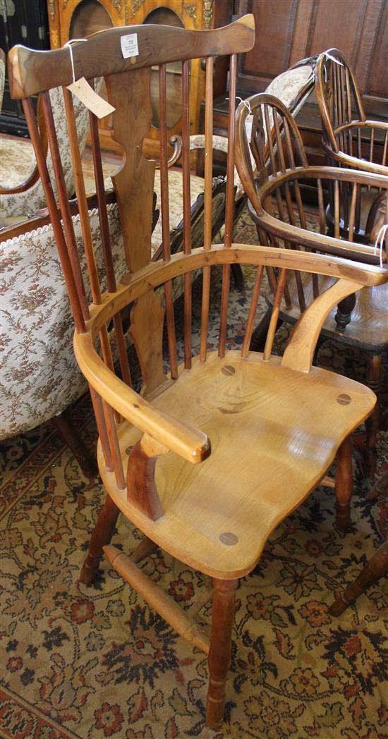 Modern yew and elm Windsor armchair